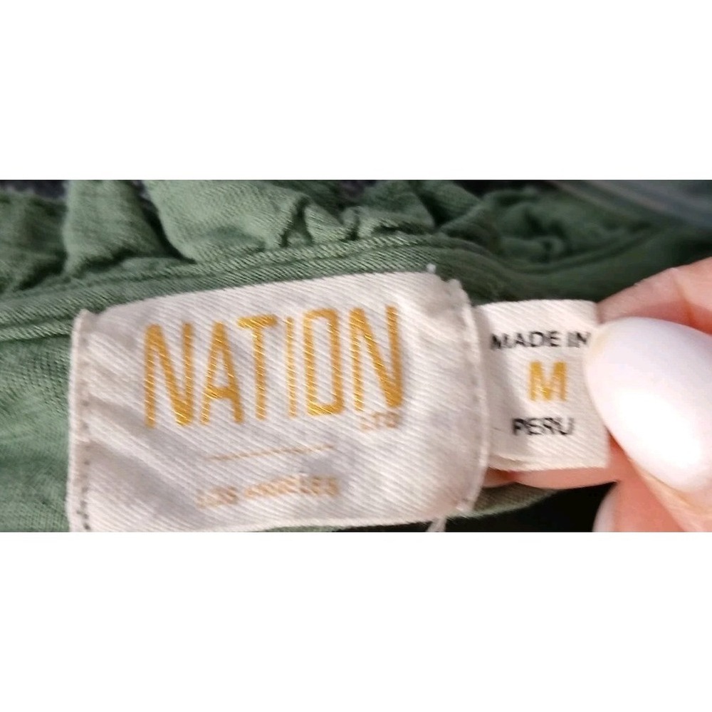 Nation LTD Shirt Womens M Green Pima Cotton Long Sleeve V neck - Picture 9 of 9